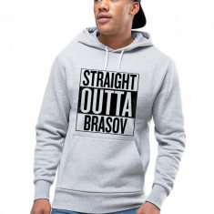 Hanorac Barbati Gri - Straight Outta Brasov - 2XL