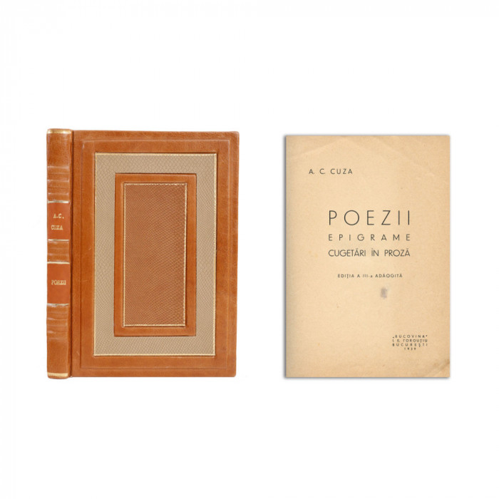 A. C. Cuza, Poezii, epigrame, cugetări &icirc;n proză, 1939, cu dedicație olografă