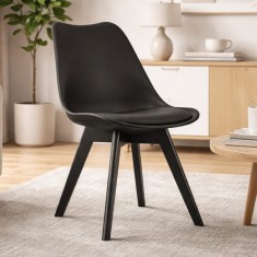 Scaun bucatarie/living, Artool, Mark, PP negru, picioare negre, 49x55.5x82.5 cm