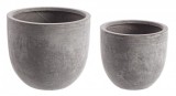 Cumpara ieftin Set 2 ghivece flori fibra sticla gri 32.5x27.5 cm, 40x33 cm