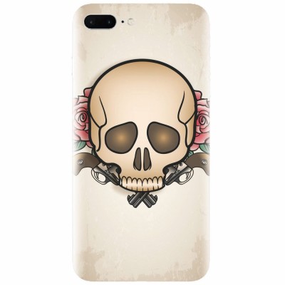Husa silicon pentru Apple Iphone 7 Plus, Skulls And Roses foto