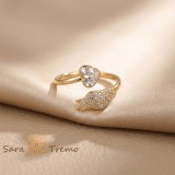 Inel Aripa Inimii , Inel placat cu aur 14K cu zirconia albe