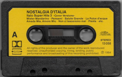 Caseta Nostalgia D&amp;#039;Italia (Italo Super Hits 3), originala foto