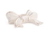 Suport lumanare ceramica alba aurie Fundita 12,2x10x4,4h