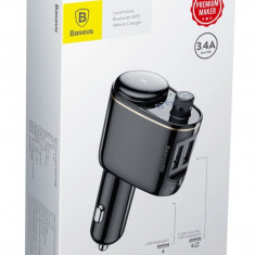 Modulator Fm Bluetooth 2 Porturi Usb Baseus Transmițător FM Bluetooth MP3 Încărcător Auto 2x USB 3.4A Negru CCALL-RH01