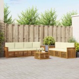 vidaXL Seturi de canapele 8 pcs Natural și Crem Lemn Solid de Acacia 3374485