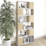 Bibliotecă/Separator cameră alb/stejar sonoma 80x24x186cm PAL