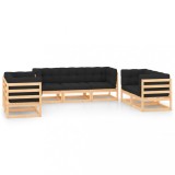 Set mobilier de gradina cu perne, 7 piese, lemn masiv de pin