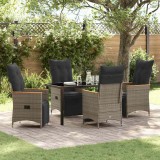 vidaXL Set de masă pentru grădină cu pernă 5 pcs Gri Rattan poli