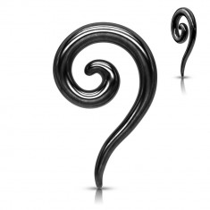 Expander pentru ureche de oțel într-o culoare neagră - spirală răsucită netedă - Diametru piercing: 4 mm