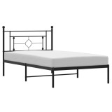 Cumpara ieftin Cadru de pat din metal cu tablie, negru, 107x203 cm