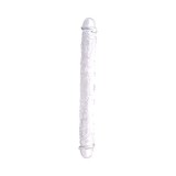 Dildouri duble - Loving Joy Dildo Dublu cu Doua Capete 38 cm Transparent Utilizeaza-l Singura sau cu O Partenera