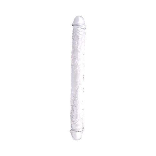 Dildouri duble - Loving Joy Dildo Dublu cu Doua Capete 38 cm Transparent Utilizeaza-l Singura sau cu O Partenera