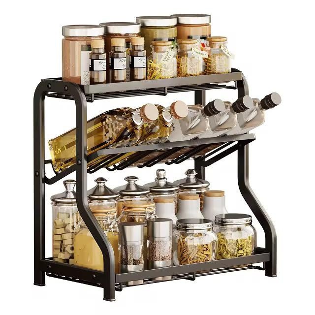 Organizator bucatarie,cu trei nivele, 35X20X37CM, negru