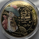 1/2 Half Dollar 2025 Solomon Islands, Benjamin Bunny, Peter Rabbit, Gold plated, Bunc, Charles III, capsula