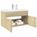 vidaXL Dulap pentru chiuvetă de baie, lavoar &icirc;ncorporat, stejar sonoma