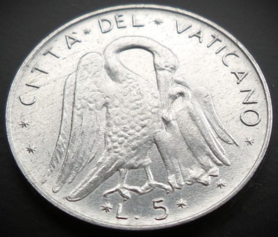Moneda 5 LIRE - VATICAN, anul 1974 * cod 1566 - Papa Paul VI-lea = UNC foto