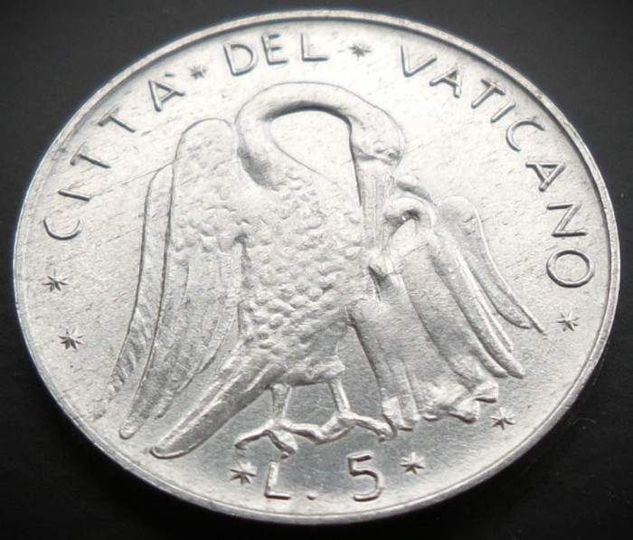 Moneda 5 LIRE - VATICAN, anul 1974 * cod 1566 - Papa Paul VI-lea = UNC