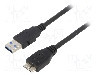 Cablu USB A mufa, USB B micro mufa, USB 3.0, lungime 1.8m, negru, AKYGA - AK-USB-13