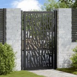 vidaXL Poartă de grădină neagră 105x155 cm Design cu urme de oțel