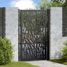 Gossi poarta de gradina neagra 105x155 cm design cu urme de otel