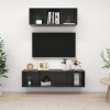Gossi set de dulapuri tv, 2 piese, gri extralucios, lemn prelucrat
