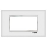 Rama Schneider Electric Easy Styl LMR7964038, 4 module, alb + crom, sticla, pentru priza / intrerupator