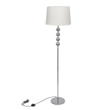 Lampa de podea cu abajur, suport inalt, 4 bile decorative, alb