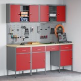 Set banc de lucru vidaXL 10 piese Oțel Roșu