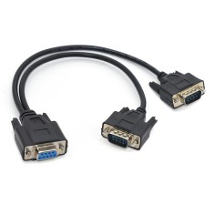 Cablu spliter port Serial 9 pini, Active, RS 232 mama la 2 tata, convertor serial la casa marcat datecs, POS, scaner si alte dispozitive rs232