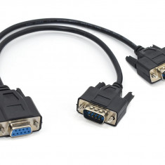 Cablu spliter port Serial 9 pini, Active, RS 232 tata la 2 mama, convertor serial la casa marcat datecs, POS, scaner si alte dispozitive rs232