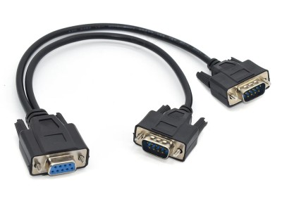 Cablu spliter port Serial 9 pini, Active, RS 232 mama la 2 tata, convertor serial la casa marcat datecs, POS, scaner si alte dispozitive rs232 foto