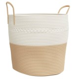 Cumpara ieftin Cos de depozitare, bej si alb, &Oslash;43x38 cm, bumbac