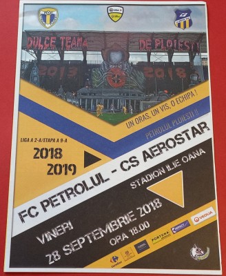 Program meci fotbal PETROLUL PLOIESTI - CS AEROSTAR BACAU (28.09.2018) foto