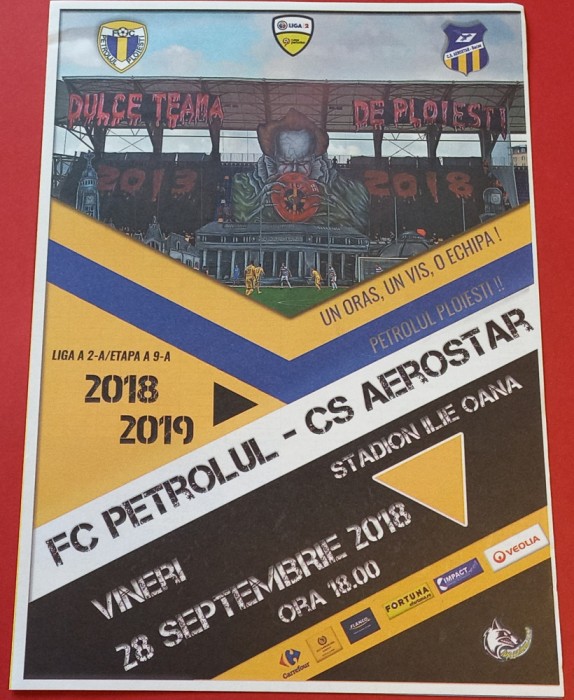 Program meci fotbal PETROLUL PLOIESTI - CS AEROSTAR BACAU (28.09.2018)