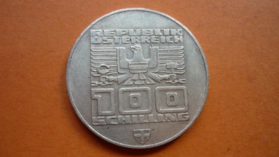 100 SCHILLING 1976 ARGINT foto