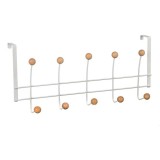 Cuier metalic pentru usa cu 8 carlige Woody, 38x4, 5x21, 5 cm, alb