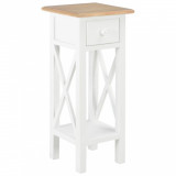Masuta Laterala Gossi Lemn Alb 27x27x65.5 cm, Sertar Depozitare, Noptiera Living, Hol