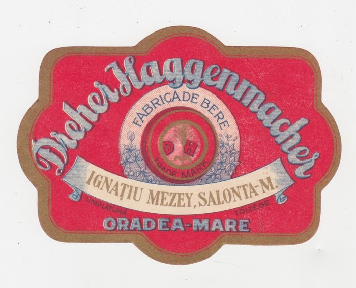 Eticheta bere DREHER HAGGENMACHER Ignatiu Mezey Salonta Oradea ND(1930)