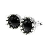 Cercei argint coroana onix natural 8 MM