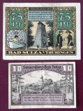 Germania lot 2 notgeld 10 + 75 pfennig 1920 1921 Bad Sulza **