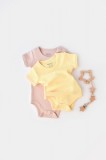 Cumpara ieftin Set 2 body-uri bebe unisex -100% bumbac organic - Galben/Roz, BabyCosy (Marime: 3-6 Luni)