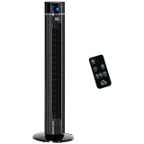 HOMCOM Ventilator Coloană Ionizator cu 3 Viteze, 3 Moduri și Temporizator 8h, Ventilator Podea ABS, &Oslash;32x106.8 cm, Negru