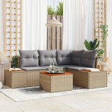 vidaXL Set Canapea de 5 Piese pentru Grădină cu Perne Bej din Ratan Sintetic Acacia
