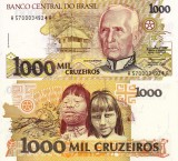 Bancnota Brazilia 1000 Cruzeiros (1990-91) UNC, Neutilizata