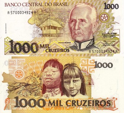 BRAZILIA 1.000 cruzeiros ND (1990-91) UNC!!! foto