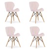 Set 4 scaune stil scandinav, Artool, Lago, catifea, lemn, roz, 48x43x74 cm