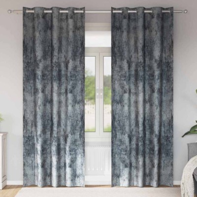 Draperie cu perdele 2 pcs Argintiu 245 x 140 cm Catifea foto