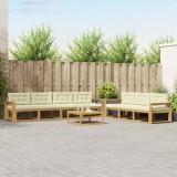 vidaXL Set de canapele de exterior cu pernă 7 pcs Alb și crem 3386169