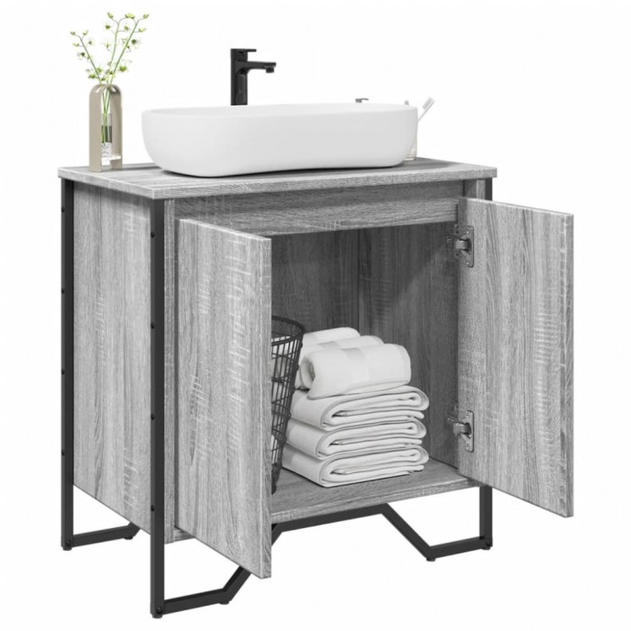 vidaXL Dulap chiuvetă baie, gri sonoma, 60x35x60 cm, lemn prelucrat 848657